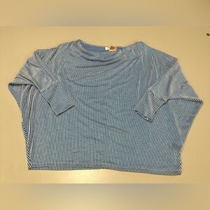 Zenana Blue Striped Batwing Sleeve Women's Top Size Medium